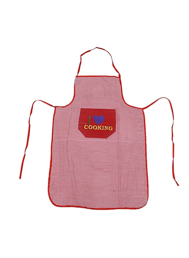 Kuber Industries Apron For Men And Woman|Waterproof Apron For Kitchen|Designer Front Pocket|RED - Image 2