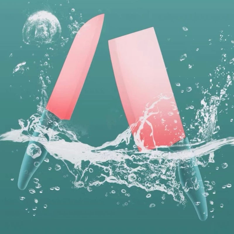 OLWICK 4 Piece Knife Set with Plastic Stand Ultra Sharp Home Kitchen Chef Knife Set Knife and Scissors Made of Special Stainless Steel Blue - Image 5