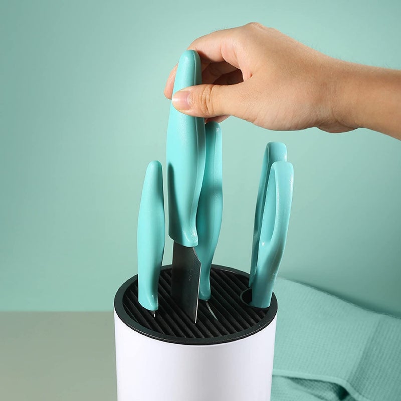 OLWICK 4 Piece Knife Set with Plastic Stand Ultra Sharp Home Kitchen Chef Knife Set Knife and Scissors Made of Special Stainless Steel Blue - Image 4