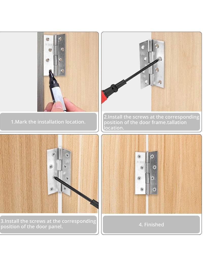 ABBASALI 12Pcs Folding Hinges-Inner Door Butt Hinge with Mounting Screws for Cupboard,Cabinet,Windows JewelleryBox Home Furniture Hardware Cabinets With Screw,MarkerPen,Gloves & Screwdriver (3 inch)  - Image 4
