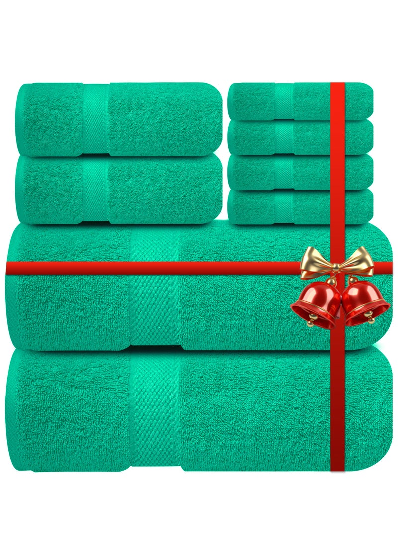 Infinitee Xclusives Premium Green Bath Towels Set - [Pack of 8] 100% Cotton Highly Absorbent 2 Bath Towels, 2 Hand Towels and 4 Washcloths - Luxury Hotel & Spa Quality Bath Towels for Bathroom by Infinitee Xclusives  - Image 1