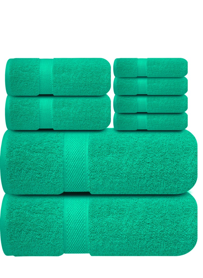 Infinitee Xclusives Premium Green Bath Towels Set - [Pack of 8] 100% Cotton Highly Absorbent 2 Bath Towels, 2 Hand Towels and 4 Washcloths - Luxury Hotel & Spa Quality Bath Towels for Bathroom by Infinitee Xclusives  - Image 1