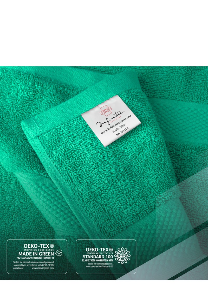 Infinitee Xclusives Premium Green Bath Towels Set - [Pack of 8] 100% Cotton Highly Absorbent 2 Bath Towels, 2 Hand Towels and 4 Washcloths - Luxury Hotel & Spa Quality Bath Towels for Bathroom by Infinitee Xclusives  - Image 5
