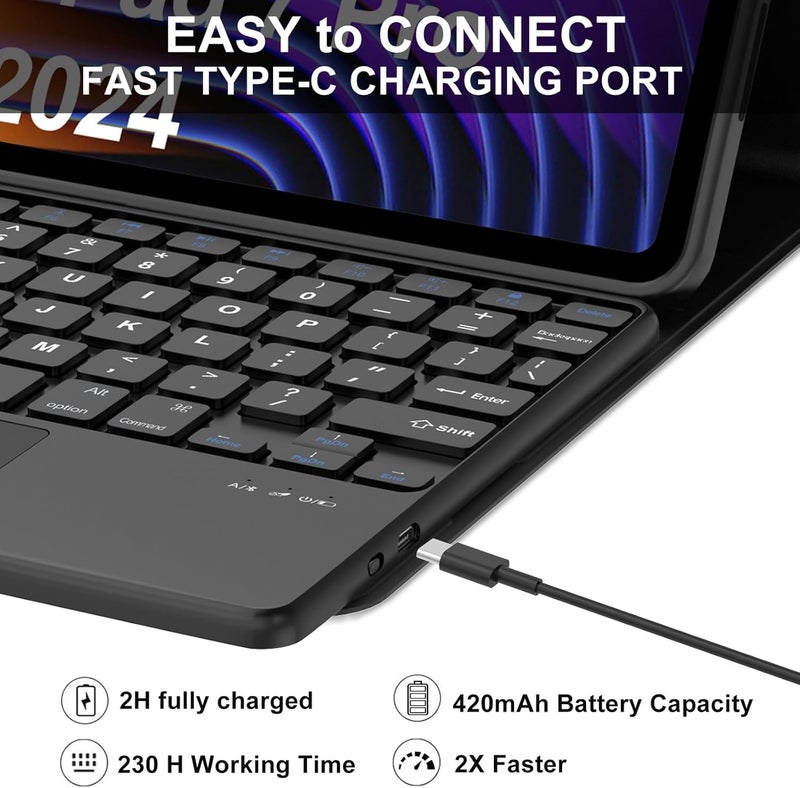 typecase Keyboard Case for Xiaomi Pad 7/Xiaomi Pad 7 Pro 11.2 inch (2024) with Smart Trackpad, Pen Slot, 3-Viewing Angle, Slim Stand Cover with Magnetically Detachable Wireless Bluetooth Keyboard - Image 5