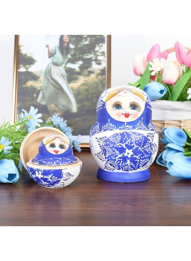 مجموعة دمى التعشيش الروسية الخشبية ماتريوشكا المكونة من 10 قطع مصنوعة يدويًا للأطفال والكبار وعيد الفصح وعيد الأم وأعياد الميلاد والكريسماس وعيد الهالوين وديكور غرفة المنزل هدية (أحمر) - Image 3