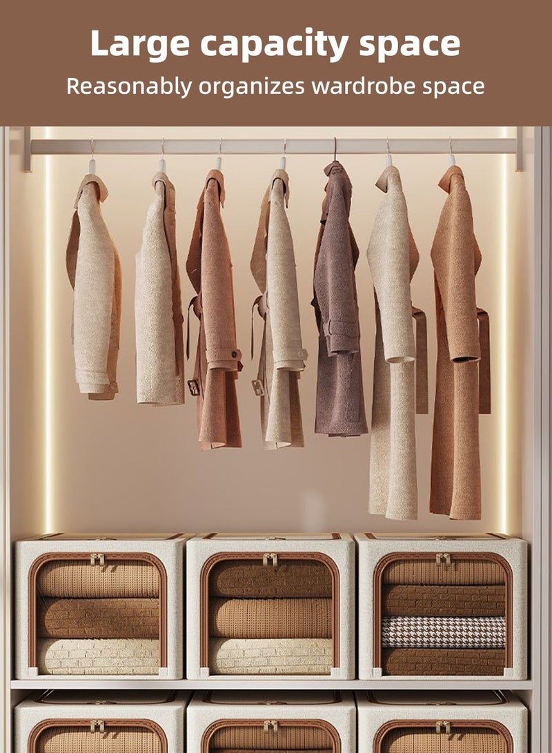 2 pcs Foldable Storage Box with Windows, Closet Storage with Zipper Closure, Extra Large Storage Organizer with Lid, Cloth Organizer Box, Steel Frame Stable and Durable, Extra Large Capacity, Washable, Reusable & Clothes Organizer Space-Saving for Home Office Car Trunk - Image 4