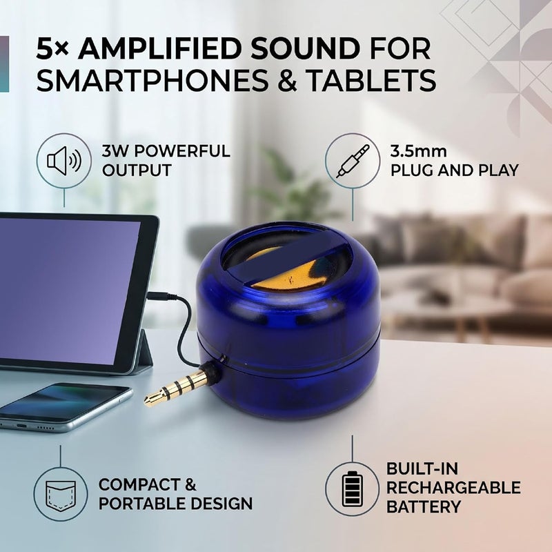 Dpofirs Line in Speaker, 3.5mm Jack Portable Cell Phone Speaker Amplifier with 5X Amplification for Smartphone Tablet MP3 Player - Image 4