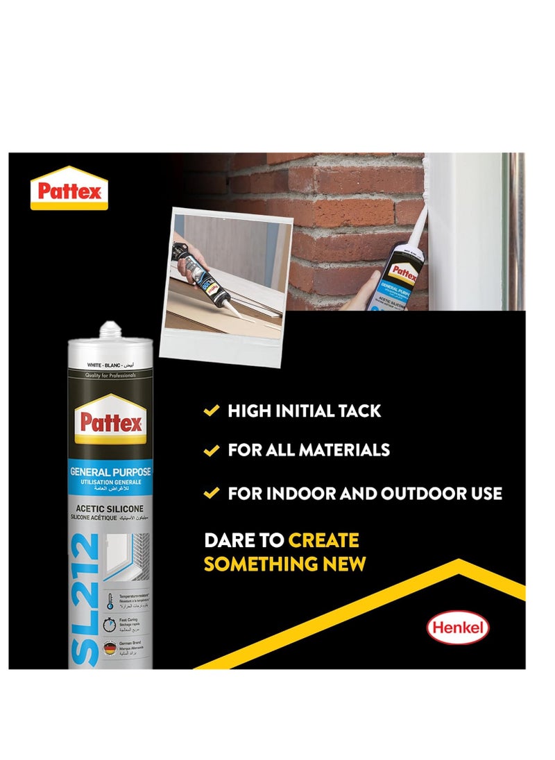 Pattex Pattex Acetic Transparent Silicone Sealant For Indoor And Outdoor, SL 212-280 ml (white)  - Image 3