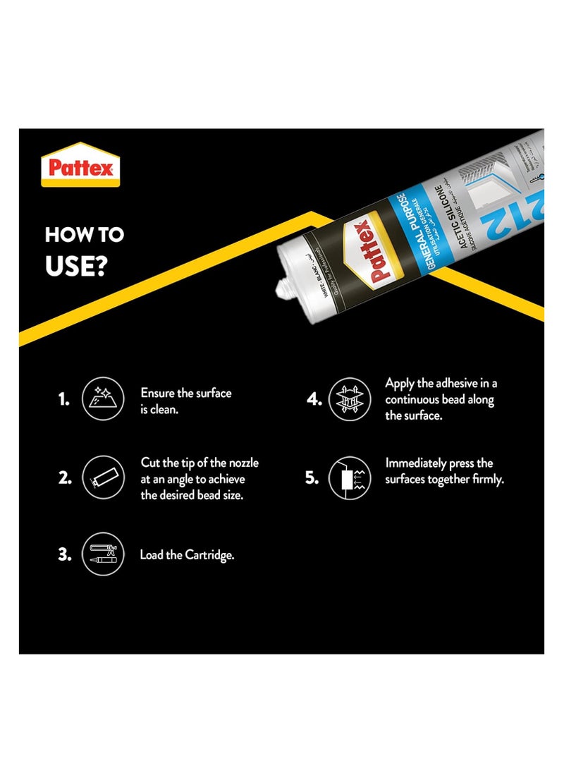 Pattex Pattex Acetic Transparent Silicone Sealant For Indoor And Outdoor, SL 212-280 ml (white)  - Image 4