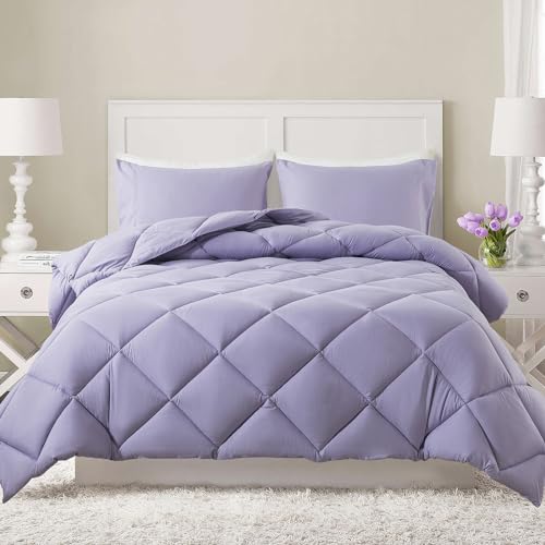 Decroom Lightweight King Comforter Set with 2 Pillow Sham 3 Pieces Set Quilted Down Alternative ComforterDuvet Insert for All Season Lavender King Size