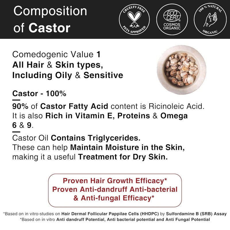 Soulflower Soulflower Castor Oil Coconut Oil for Hair Growth Hair Fall Control Moisturizing Skin Nourishment Massage 100 Pure Natural Ecocert Cosmos Organic Certified Pack of 2225ml Each - Image 4