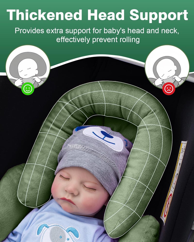 Kaseeous Infant Car Seat Head Support with Extra Shoulder Covers Set, Thickened Carseat Cushion for Baby, Breathable Newborn Carseat Insert for Stroller Swing - Image 2