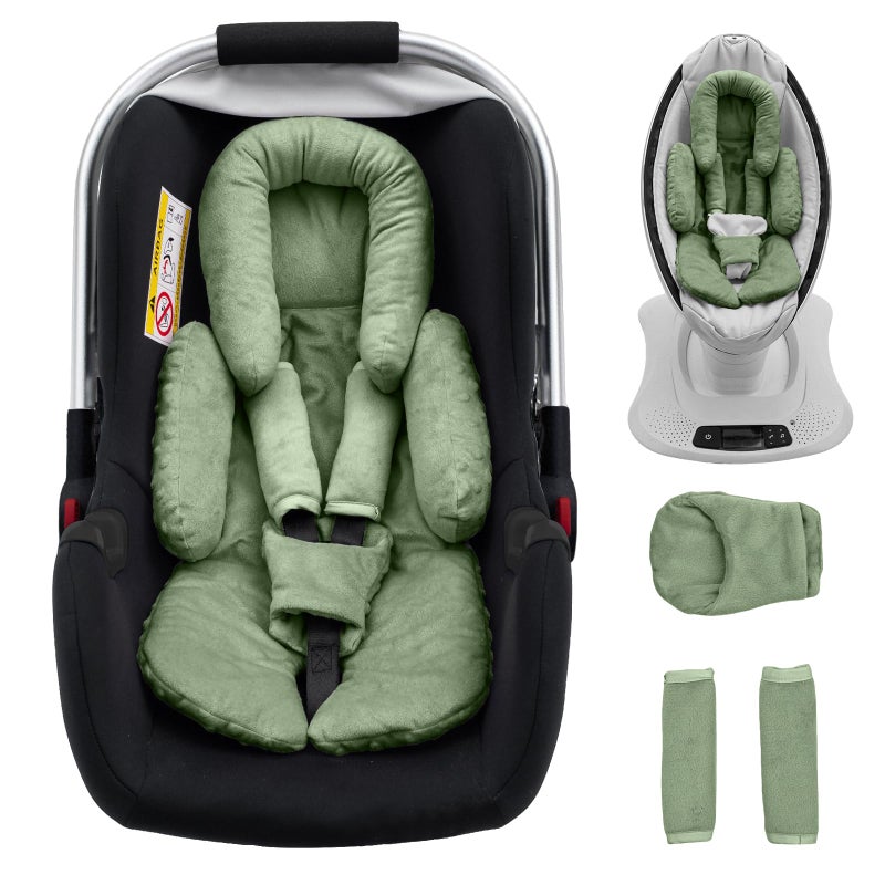 Kaseeous Infant Car Seat Head Support with Extra Shoulder Covers Set, Thickened Carseat Cushion for Baby, Breathable Newborn Carseat Insert for Stroller Swing - Image 1