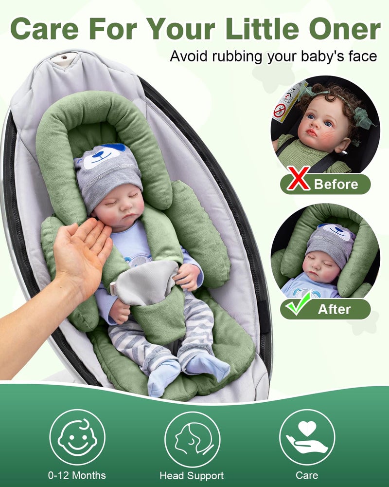 Kaseeous Infant Car Seat Head Support with Extra Shoulder Covers Set, Thickened Carseat Cushion for Baby, Breathable Newborn Carseat Insert for Stroller Swing - Image 3