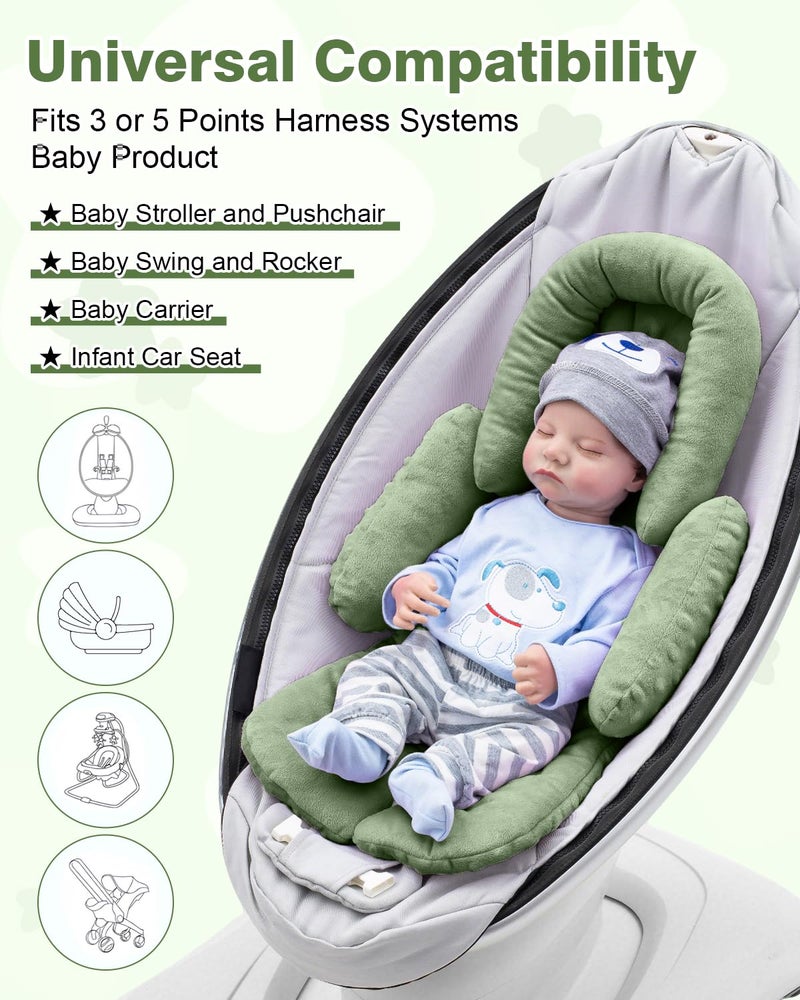 Kaseeous Infant Car Seat Head Support with Extra Shoulder Covers Set, Thickened Carseat Cushion for Baby, Breathable Newborn Carseat Insert for Stroller Swing - Image 5