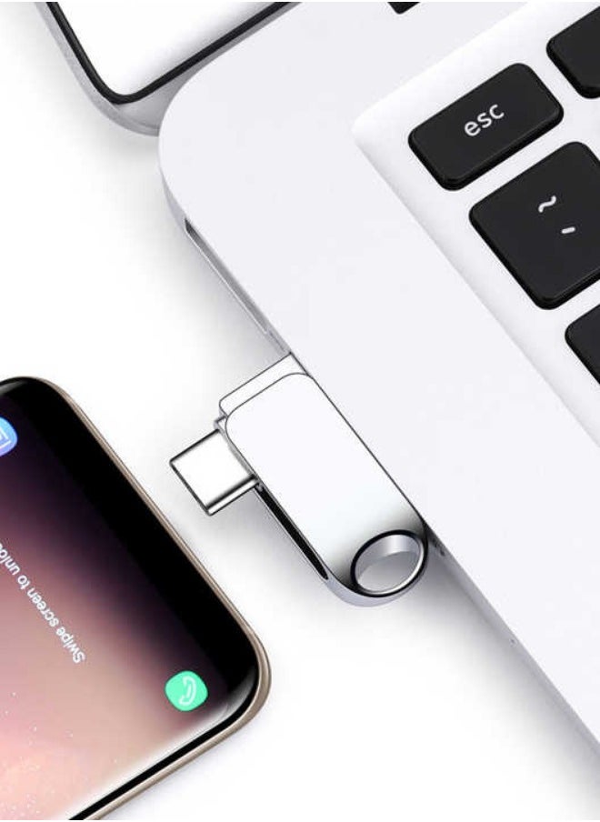 Dual Interface Metal USB Flash Drive, [Insert Capacity], USB-A and USB-C Connectors, Swivel Design, High-Speed Data Transfer, Compatible with Smartphones and Laptops  - Image 1