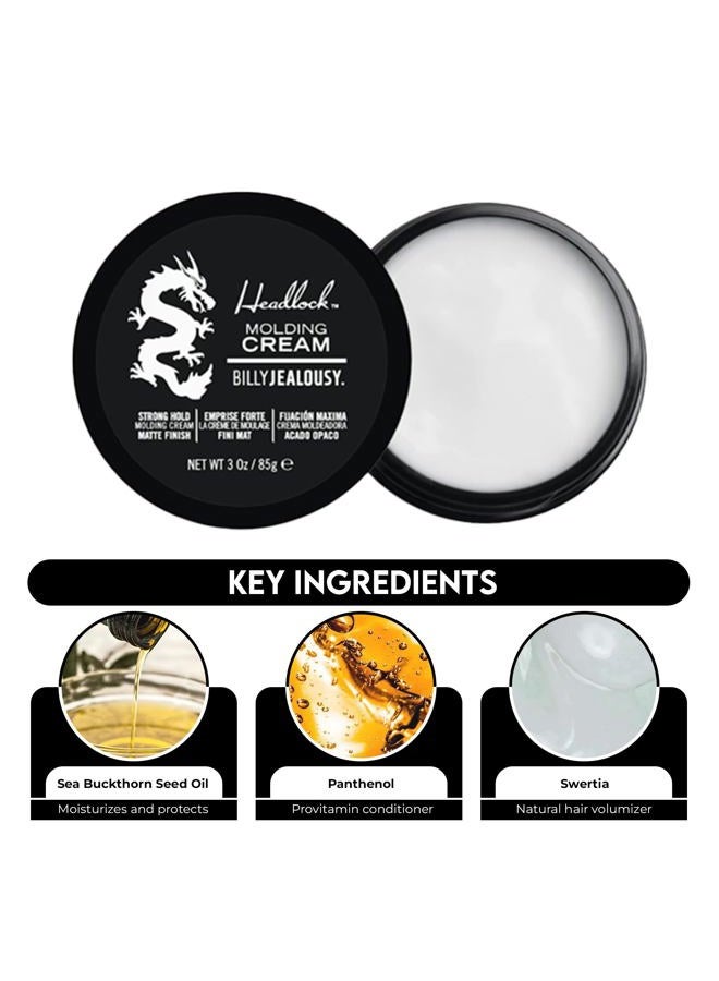 Billy Jealousy Headlock Hair Molding Cream, Hair Styling Cream for Men with Strong All-Day Hold, Natural Matte Finish Styling Agent for All Lengths, 3 Ounce - Image 4