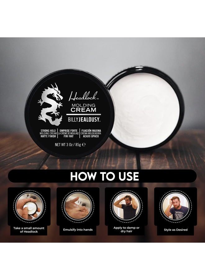Billy Jealousy Headlock Hair Molding Cream, Hair Styling Cream for Men with Strong All-Day Hold, Natural Matte Finish Styling Agent for All Lengths, 3 Ounce - Image 3
