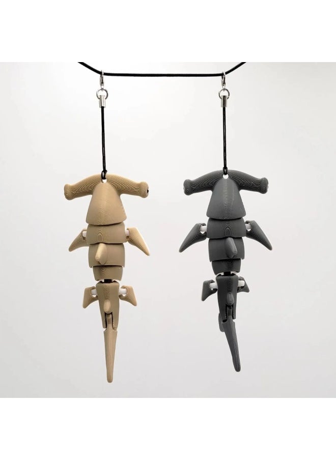 Generic - Hammerhead Shark Keychain 3D Hammerhead Shark Keychain Decoration Deformable and Flexible Hammerhead Shark Keychain-Color:yellow-Head - Image 1