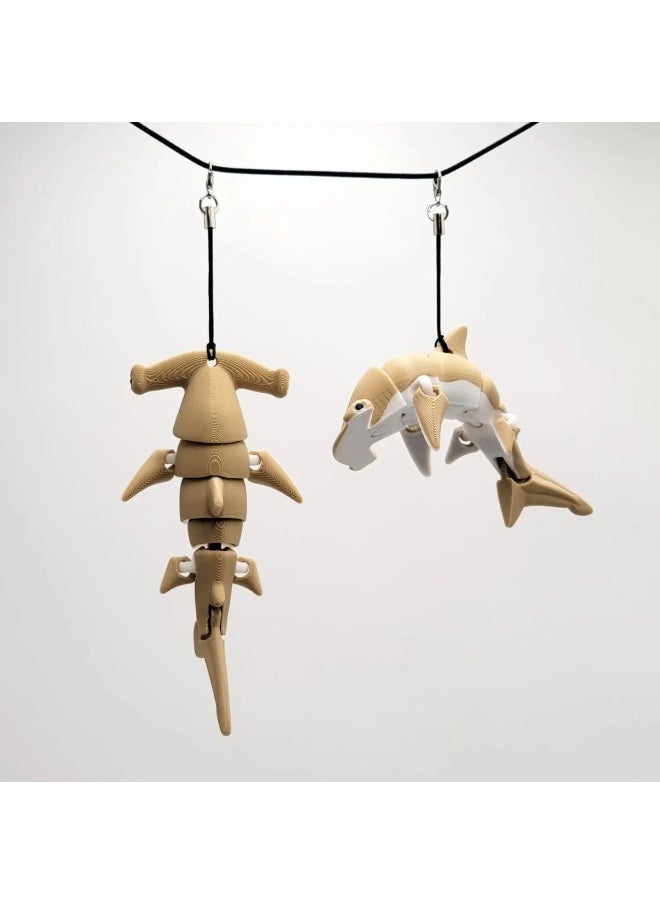 Generic - Hammerhead Shark Keychain 3D Hammerhead Shark Keychain Decoration Deformable and Flexible Hammerhead Shark Keychain-Color:yellow-Head - Image 1