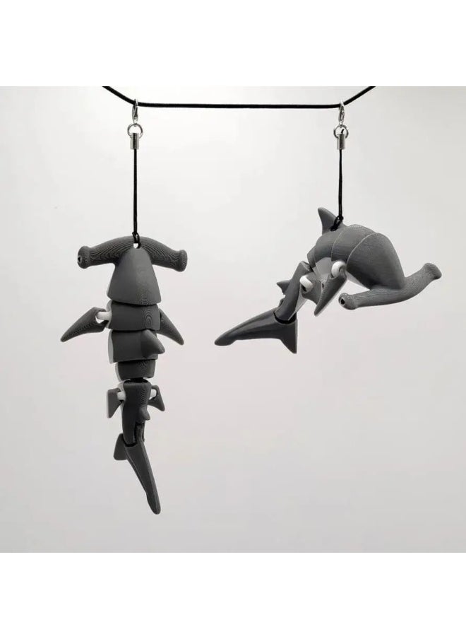 Generic - Hammerhead Shark Keychain 3D Hammerhead Shark Keychain Decoration Deformable and Flexible Hammerhead Shark Keychain-Color:yellow-Head - Image 1