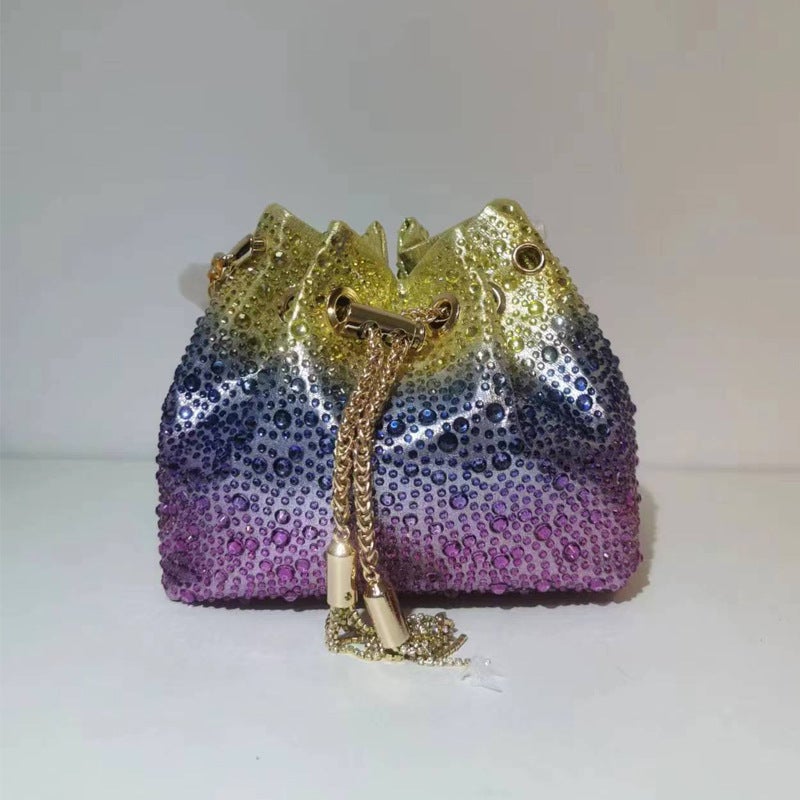 2025 Shenglu Purple Orchid Volcanic Stone Bucket Drawstring Diamond Rhinestone Women'S Shoulder Chain Bag - Image 3