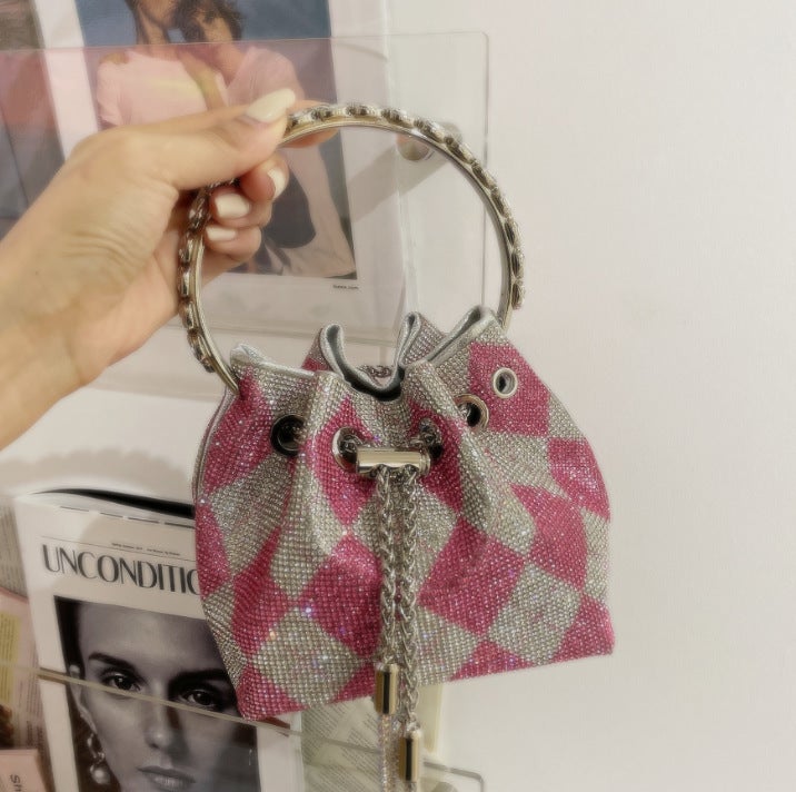 2025 Shenglu Purple Orchid Volcanic Stone Bucket Drawstring Diamond Rhinestone Women'S Shoulder Chain Bag - Image 1