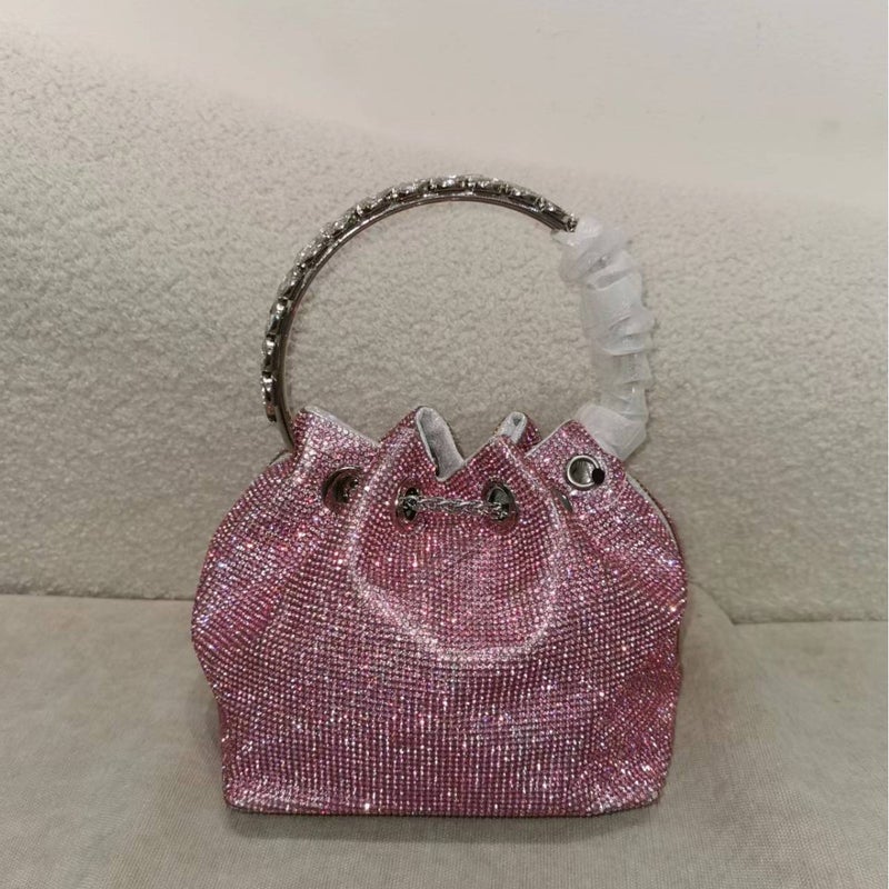 2025 Shenglu Purple Orchid Volcanic Stone Bucket Drawstring Diamond Rhinestone Women'S Shoulder Chain Bag - Image 5