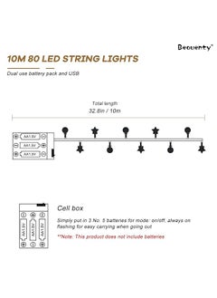 إيروريكس 10M 80 LED سلسلة أضواء تعمل بالبطارية و USB أضواء خرافية مزدوجة الغرض الزخرفية الداخلية والخارجية أضواء سلسلة مقاومة للماء للمنزل الزفاف التخييم نمط رمضان 4  - Image 2