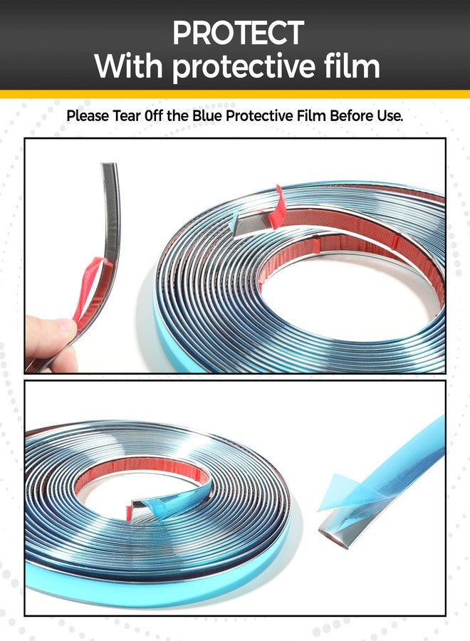 UBOG 25FT Chrome Trim,Chrome Trim Molding,Car Accessories Chromes Strips for Cars,Body Side Molding Trim,Chromes Trim Tape,1/2" Automotive Trim Molding for Used on Car Bumpers,Sides,Door,Roofs - Image 4
