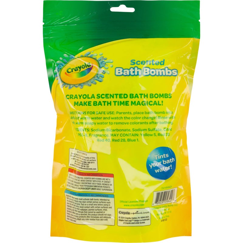 Crayola Colorful Scented Bath Bombs for Kids, Color You Bath Non-Toxic Bathbomb Fizzies for Boys Girls Holiday Stocking Stuffer, Grape Jam, Laser Lemon, Cotton Candy, & Bubble Gum Scents - Image 4