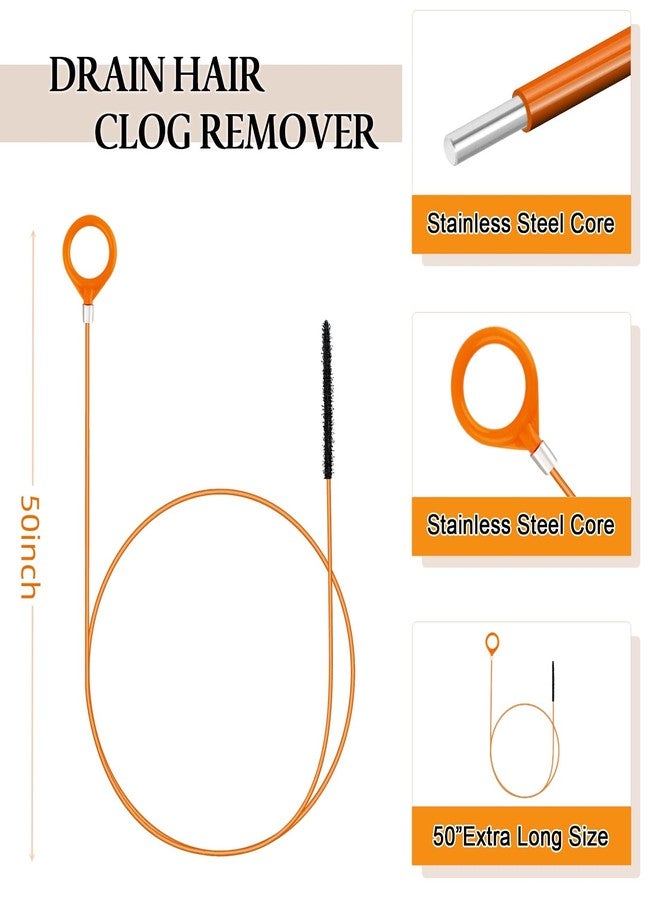 SENEMO 50 Inch Drain Snake Hair Drain Clog Remover, Anti-Break Steel Drain Snake Drain Hair Removal Tool, Plumbing Snake Drain Cleaner Tool-7 Pack for Bathroom, Shower, Kitchen Sink, Bathtub - Image 2