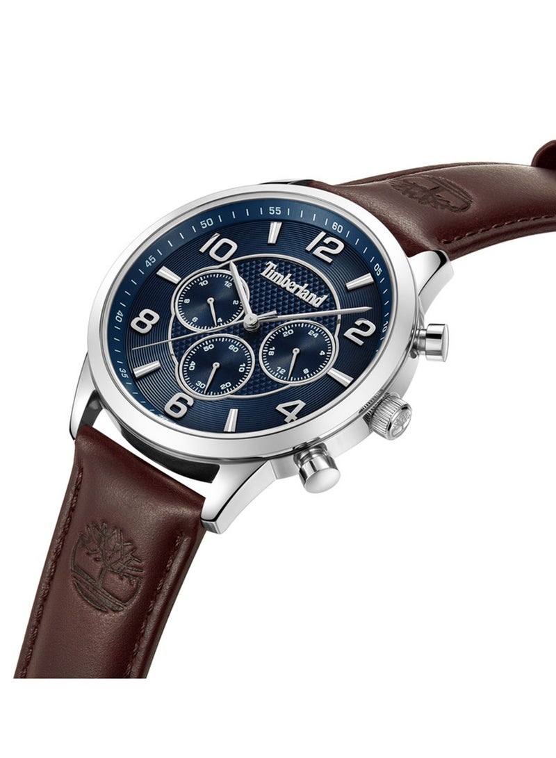 Timberland Men Lanigan Warm Grey Dial Leather Strap Analog Watch for Men, 44mm - Image 2