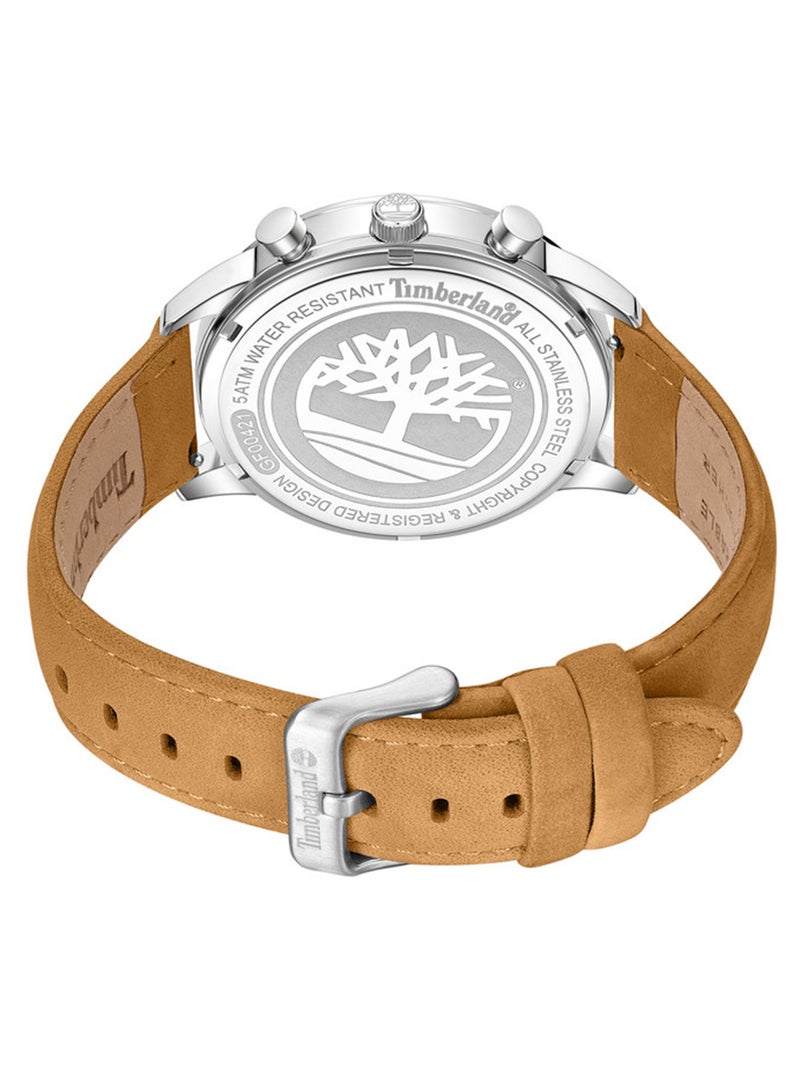 Timberland Men Lanigan Warm Grey Dial Leather Strap Analog Watch for Men, 44mm - Image 3