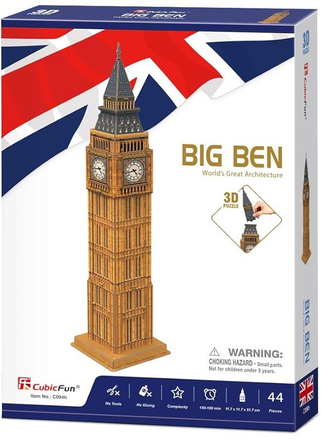 CubicFun - 3D Puzzles For Kids London Big Ben Architecture Building Model Kit Uk Souvenir Gift For Adults And Kids Papercraft Construction Model 44 Pieces - Image 1