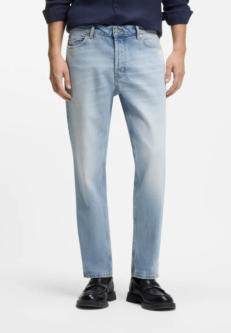 Tapered-fit jeans in bright-blue stretch denim