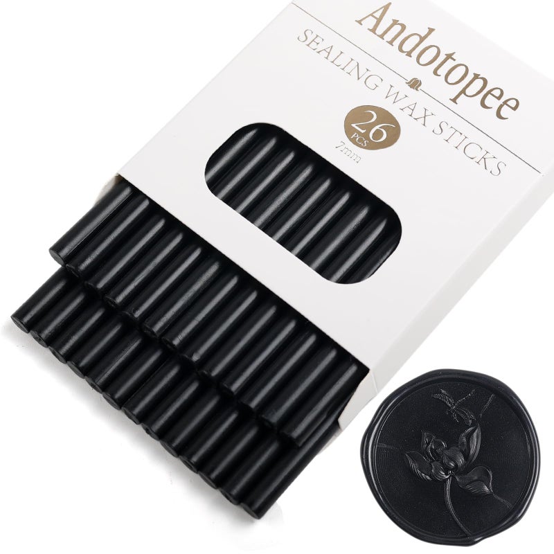 Andotopee Black Wax Seal Sticks 26pcs, Andotopee Glue Gun Wax Seal Sticks for Wax Seal Stamp, Premium Sealing Wax for Envelope Letter Seal Wedding Invation Craft Adhesive, Great Gift Ideas (Mini Size) - Image 1