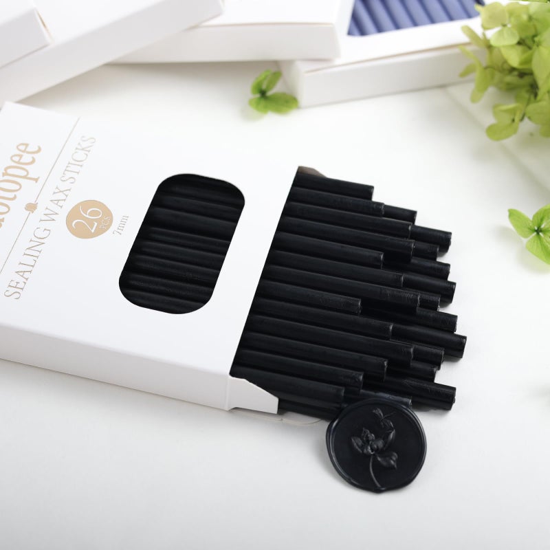 Andotopee Black Wax Seal Sticks 26pcs, Andotopee Glue Gun Wax Seal Sticks for Wax Seal Stamp, Premium Sealing Wax for Envelope Letter Seal Wedding Invation Craft Adhesive, Great Gift Ideas (Mini Size) - Image 3