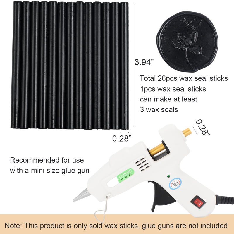 Andotopee Black Wax Seal Sticks 26pcs, Andotopee Glue Gun Wax Seal Sticks for Wax Seal Stamp, Premium Sealing Wax for Envelope Letter Seal Wedding Invation Craft Adhesive, Great Gift Ideas (Mini Size) - Image 4
