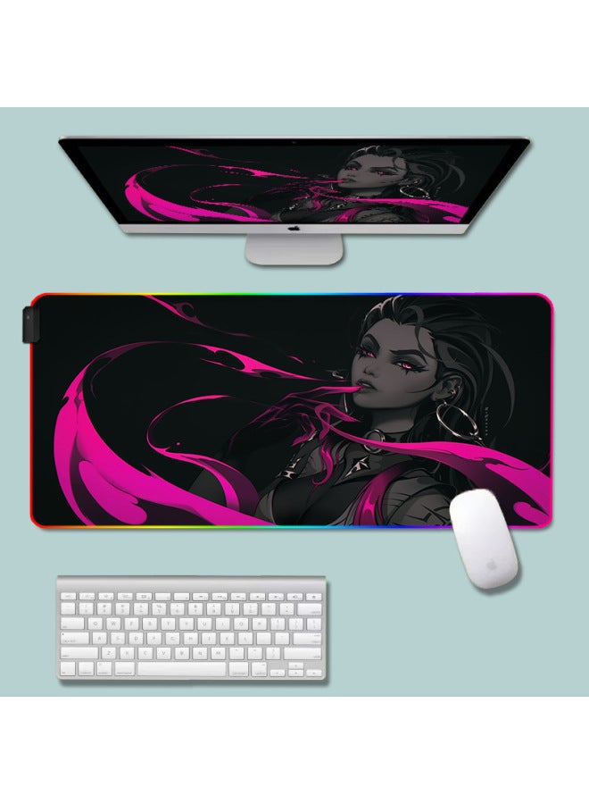 Oversized Anime Fearless Contract Mouse Pad Viper Valorant Luminous Game E-Sports Keyboard Pad Office Desk Mat-Color:300*700*3mm-Pattern:Fearless Contract (9) Glows  - Image 1