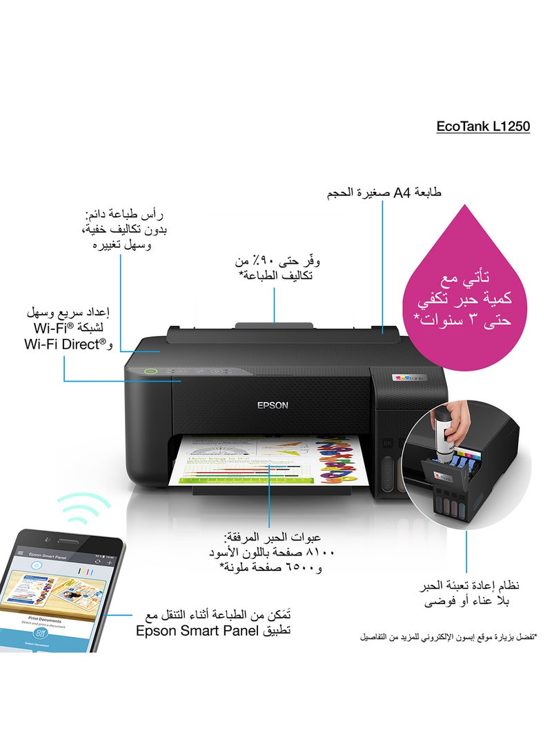 EPSON Ecotank L1250 Home Ink Tank A4 Printer With Wifi And Smartpanel App Connectivity Black - Image 4