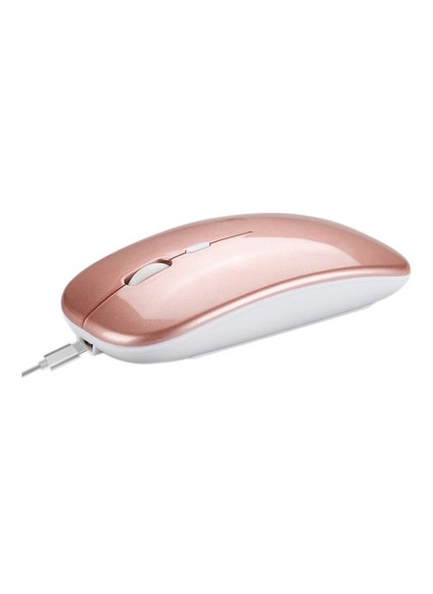 Dual Mode Wireless USB Optical Mouse for Laptop, Bluetooth Mouse Rechargeale Compatible with Macbook Pro/Air/Mac/iPad/Chromebook/Computer, Rose Gold