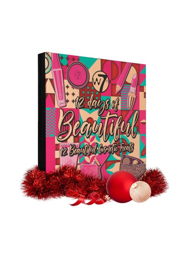 W7 12 Days of Beautiful Holiday Advent Calendar 2024-12 Individually Boxed Makeup & Cosmetic Surprises - Cruelty Free, Christmas Stocking Filler  - Image 1