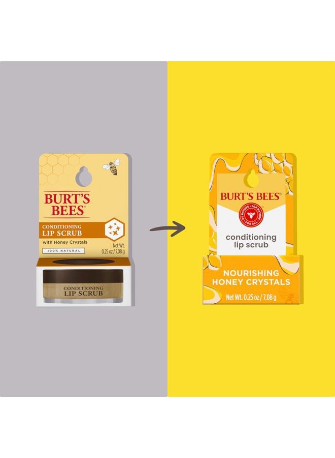 Burt's Bees مقشر شفاه بالعسل، يقشر ويرطب الشفاه الجافة، مع بلورات العسل، استخدمه مع علاج الشفاه المكثف الليلي، عناية طبيعية بالشفاه، 0.25 أونصة. - Image 2
