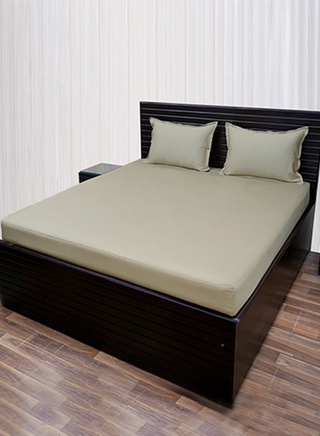 Dash And Twine Royal King Sized Beige Cotton Bedsheet with Matching Pillow Covers and Smooth Premium Finish  - Image 2