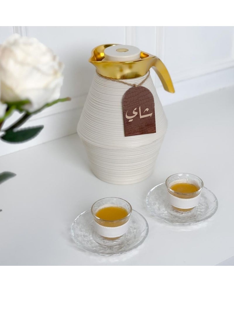 حكاية شمعة تعليقة ثلاجات وترامس بعبارة ( شاي) | بني