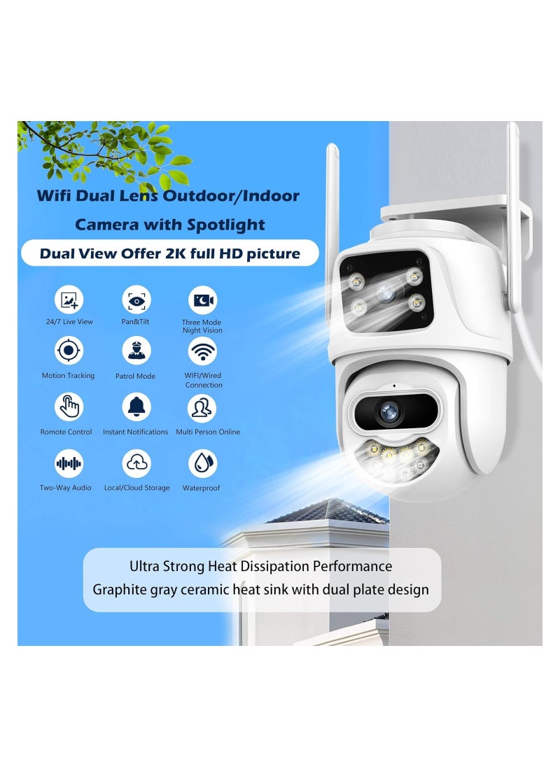 SYOSI - Security Cameras Outdoor 6MP Dual Lens PTZ WiFi Outside Camera Wired for Home Motion Detection Human Tracking Color Night SD/Cloud Storage IP66 Waterproof 2-Way Talk 24/7 Recording - Image 1