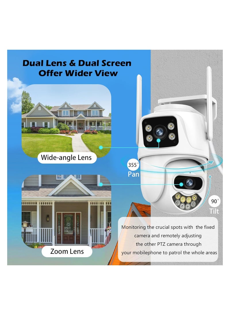 SYOSI - Security Cameras Outdoor 6MP Dual Lens PTZ WiFi Outside Camera Wired for Home Motion Detection Human Tracking Color Night SD/Cloud Storage IP66 Waterproof 2-Way Talk 24/7 Recording - Image 1