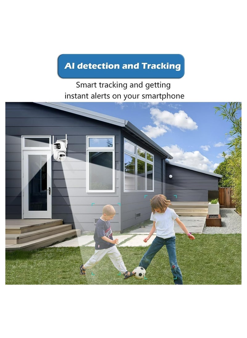 SYOSI - Security Cameras Outdoor 6MP Dual Lens PTZ WiFi Outside Camera Wired for Home Motion Detection Human Tracking Color Night SD/Cloud Storage IP66 Waterproof 2-Way Talk 24/7 Recording - Image 1