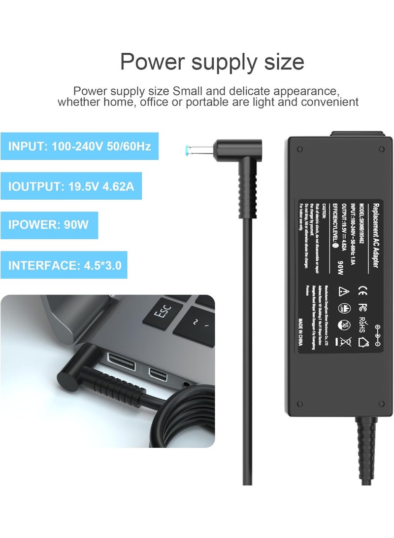 Zexen 90W 19.5V 4.62A AC Adapter Laptop Charger for HP 710412-001 740015-001 710413-001 710414-001 719309-001 721092-001 709986-003 Envy Touchsmart M6 M7 15-j 17-j HP Pavilion 11 14 15 17 Power Supply Cord - Image 3
